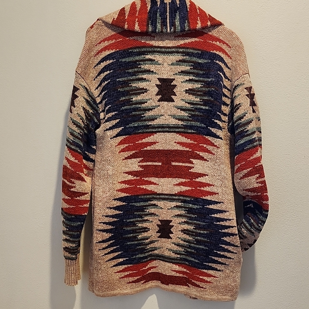 Lucky Brand Aztec Southwestern Oversized Cotton Cardigan Small - Picture 4 of 15